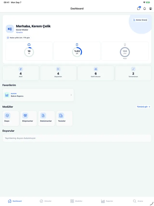 DigitalPlant — Dashboard — iPad