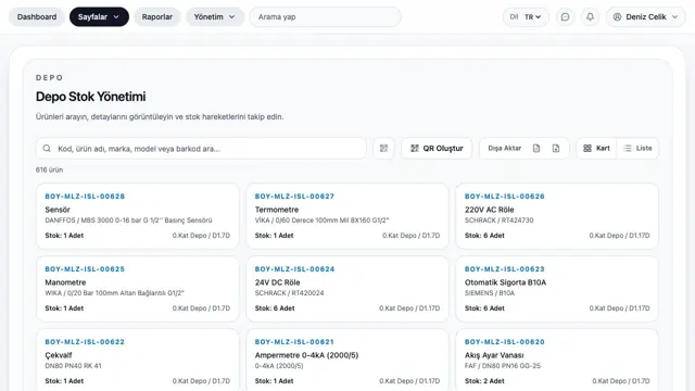 DigitalPlant — Depo yönetimi — Web